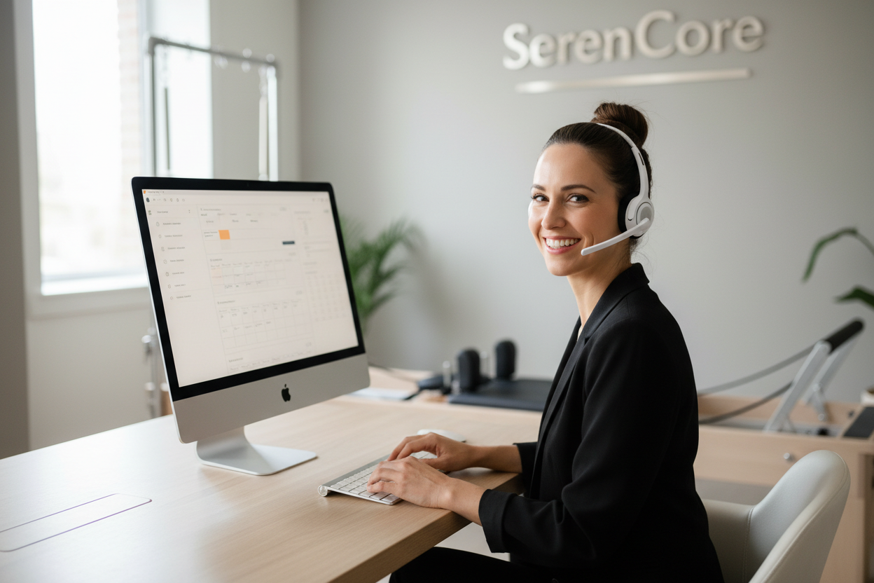 Le fond n'est pas bon, remplace l'écritutre par SerenCore, pour que cette image soit adapté a ma boutique de Pilates Reformer